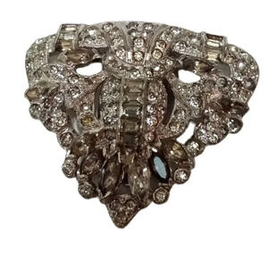 art deco clear crystal shoe clip rhodium